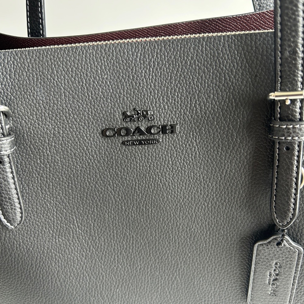 Coach Mollie Tote Black Pebbled Leather Shoulder Bag 1671 Excellent - Picture 6 of 13